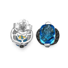 将图片加载到图库查看器，3.74 Carat Genuine Blue Topaz &amp; Black Diamond .925 Sterling Silver Earrings

