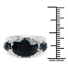 Load image into Gallery viewer, 8.62 Carat Genuine Black Sapphire &amp; White Topaz .925 Sterling Silver Ring
