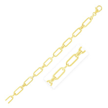 将图片加载到图库查看器，14k Yellow Gold High Polish Paperclip Rondel Link Chain Bracelet
