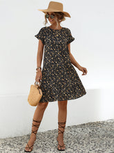 Load image into Gallery viewer, Floral Round Neck Short Sleeve Dress Elegant &amp; Effortless Everyday Style Women Dress
