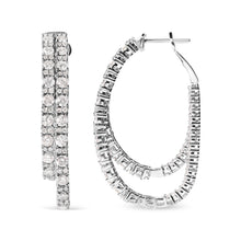 Load image into Gallery viewer, 14K White Gold 4.0 Cttw Diamond Asymmetrical Inside Out Double-Hoop Earrings (I-J Color, I1-I2 Clarity)

