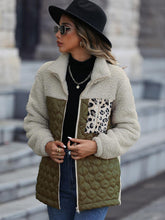 Load image into Gallery viewer, Unique Autumn Leopard Color Block Zip-Up Jacket Trendy Lightweight Jacket with Pockets Charming Winter Jacket

