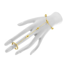 将图片加载到图库查看器，14K Yellow Gold 1/4 Cttw Diamond Ring and Bracelet Hand Chain (G-H Color, SI1-SI2 Clarity) - 7"
