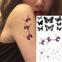 Load image into Gallery viewer, 3D Butterfly Waterproof Temporary Tattoo Sticker Snake Flowers Elegant Small Popular Tattoo For Womens Mens
