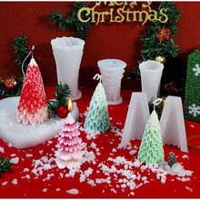 将图片加载到图库查看器，3D Christmas Candle Silicone Mold Santa Claus Christmas Tree 3D Silicone Candle Resin Mold DIY Aromatherapy Wax Candle Soap Concrete Clay Craft Cake Home Party Decor Creative DIY Scented Aromatherapy Candle Making Mold Decor
