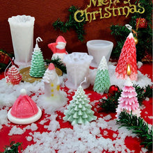 将图片加载到图库查看器，3D Christmas Candle Silicone Mold Santa Claus Christmas Tree 3D Silicone Candle Resin Mold DIY Aromatherapy Wax Candle Soap Concrete Clay Craft Cake Home Party Decor Creative DIY Scented Aromatherapy Candle Making Mold Decor
