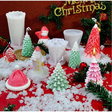 将图片加载到图库查看器，3D Christmas Candle Silicone Mold Santa Claus Christmas Tree 3D Silicone Candle Resin Mold DIY Aromatherapy Wax Candle Soap Concrete Clay Craft Cake Home Party Decor Creative DIY Scented Aromatherapy Candle Making Mold Decor
