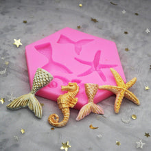 将图片加载到图库查看器，3D Cookie Decorating Sea Animal Silicone Molds Mold Cake Decoration Mold Best Mold Ocean Theme Silicone Mold Seaweed Sea Fish Shape Silicone Cake Baking Molds Chocolate Candy Baking Tool For Wedding Birthday Party Cake Decoration Cupcake Topper
