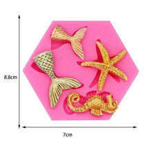 将图片加载到图库查看器，3D Cookie Decorating Sea Animal Silicone Molds Mold Cake Decoration Mold Best Mold Ocean Theme Silicone Mold Seaweed Sea Fish Shape Silicone Cake Baking Molds Chocolate Candy Baking Tool For Wedding Birthday Party Cake Decoration Cupcake Topper

