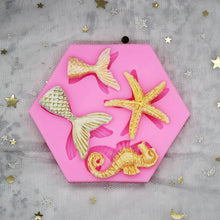 将图片加载到图库查看器，3D Cookie Decorating Sea Animal Silicone Molds Mold Cake Decoration Mold Best Mold Ocean Theme Silicone Mold Seaweed Sea Fish Shape Silicone Cake Baking Molds Chocolate Candy Baking Tool For Wedding Birthday Party Cake Decoration Cupcake Topper
