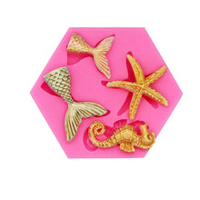 将图片加载到图库查看器，3D Cookie Decorating Sea Animal Silicone Molds Mold Cake Decoration Mold Best Mold Ocean Theme Silicone Mold Seaweed Sea Fish Shape Silicone Cake Baking Molds Chocolate Candy Baking Tool For Wedding Birthday Party Cake Decoration Cupcake Topper
