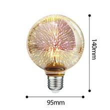 将图片加载到图库查看器，3D Decoration Light Bulb Star Fireworks Lamp Holiday Night Light Decorative Antique Filament Light Warm Cage Filament Galaxy Inspired Light Light bulb for Most Lamp Pendant and Ceiling
