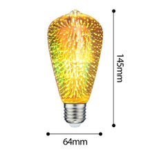 将图片加载到图库查看器，3D Decoration Light Bulb Star Fireworks Lamp Holiday Night Light Decorative Antique Filament Light Warm Cage Filament Galaxy Inspired Light Light bulb for Most Lamp Pendant and Ceiling
