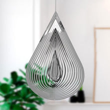 Load image into Gallery viewer, 3D Drop-shaped Rotating Wind Spinner Outdoor Metal Sculptures Flowing Stainless Steel Wind Chimes Flowing-Light Effect Design Home Garden Decoration Outdoor Hanging Decor Gift Wind Spinners Mirrored Patio Wind Chime Yard Decor
