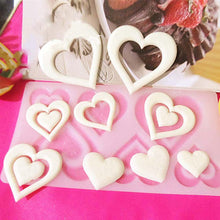 将图片加载到图库查看器，3D Heart Shape Chocolate Silicone Mold Cookie Wedding Cake Toppers Tools Heart Shaped Silicone Mold Resin Soft Candy Chocolate Jelly Gummy Ice Beautiful Valentines Heart Shaped Mold

