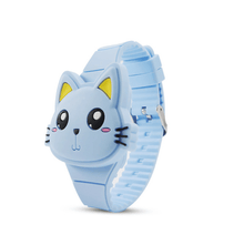 将图片加载到图库查看器，3D Kids Watches Cute Rabbit Cat LED Electronic Children Watch Boys and Girls Silicone Toy Wristwatches Girls Watch Digital Cute Shape LED Fashion Silicone Band Clamshell Design Wrist Watch
