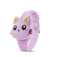 将图片加载到图库查看器，3D Kids Watches Cute Rabbit Cat LED Electronic Children Watch Boys and Girls Silicone Toy Wristwatches Girls Watch Digital Cute Shape LED Fashion Silicone Band Clamshell Design Wrist Watch
