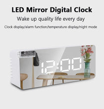 将图片加载到图库查看器，3D Large LED Digital Wall Clock Date Time Celsius Nightlight Display Table Desktop Clocks 3D Digital Alarm Clock Modern Design LED Wall Desk Clocks 12/24H Time /Date/ Temperature Display Nightlight /Brightness Adjustable/ Alarm Clock For Living Room
