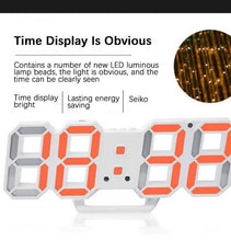 将图片加载到图库查看器，3D Large LED Digital Wall Clock Date Time Celsius Nightlight Display Table Desktop Clocks 3D Digital Alarm Clock Modern Design LED Wall Desk Clocks 12/24H Time /Date/ Temperature Display Nightlight /Brightness Adjustable/ Alarm Clock For Living Room
