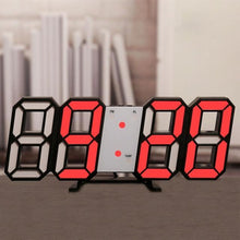 将图片加载到图库查看器，3D Large LED Digital Wall Clock Date Time Celsius Nightlight Display Table Desktop Clocks 3D Digital Alarm Clock Modern Design LED Wall Desk Clocks 12/24H Time /Date/ Temperature Display Nightlight /Brightness Adjustable/ Alarm Clock For Living Room
