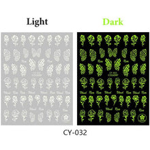 将图片加载到图库查看器，3D Nail Polish Sticker Flame Butterfly Rose Star Nail Glitter Decals Water Transfer Summer Sliders Nail Art Decorations Glow in Dark Nail Stickers Self-Adhesive Nail Art Decals Butterfly Flower Star Heart Nail Strips Glow Dark Nail Art Manicure
