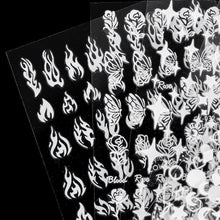 将图片加载到图库查看器，3D Nail Polish Sticker Flame Butterfly Rose Star Nail Glitter Decals Water Transfer Summer Sliders Nail Art Decorations Glow in Dark Nail Stickers Self-Adhesive Nail Art Decals Butterfly Flower Star Heart Nail Strips Glow Dark Nail Art Manicure
