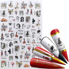 Load image into Gallery viewer, 3D Nail Slider Black Russia Letter Sticker Decals Flamingo Design Adhesive Manicure Tips Nail Art Decorations Accessories Sliders Manicure Decoration 3D Nail Supplies Holographic Decals Transfer Sliders Nail Design Manicures Nail Self-Adhesive Sticker
