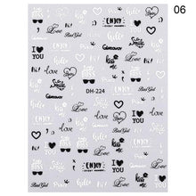 将图片加载到图库查看器，3D Nail Sticker Russian English Letter Sticker For Nails Foil Love Heart Design Accessories Fashion Manicures Sticker Decoration  Nail Art Stickers Water Transfer Nail Decals Full Wraps Gradient Acrylic Nail Kits for Women Manicure Decoration
