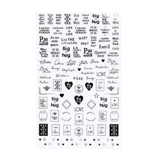 将图片加载到图库查看器，3D Nail Sticker Russian English Letter Sticker For Nails Foil Love Heart Design Accessories Fashion Manicures Sticker Decoration  Nail Art Stickers Water Transfer Nail Decals Full Wraps Gradient Acrylic Nail Kits for Women Manicure Decoration
