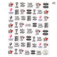 将图片加载到图库查看器，3D Nail Sticker Russian English Letter Sticker For Nails Foil Love Heart Design Accessories Fashion Manicures Sticker Decoration  Nail Art Stickers Water Transfer Nail Decals Full Wraps Gradient Acrylic Nail Kits for Women Manicure Decoration
