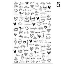将图片加载到图库查看器，3D Nail Sticker Russian English Letter Sticker For Nails Foil Love Heart Design Accessories Fashion Manicures Sticker Decoration  Nail Art Stickers Water Transfer Nail Decals Full Wraps Gradient Acrylic Nail Kits for Women Manicure Decoration
