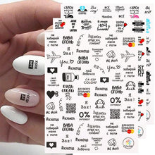 将图片加载到图库查看器，3D Nail Sticker Russian English Letter Sticker For Nails Foil Love Heart Design Accessories Fashion Manicures Sticker Decoration  Nail Art Stickers Water Transfer Nail Decals Full Wraps Gradient Acrylic Nail Kits for Women Manicure Decoration
