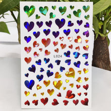 将图片加载到图库查看器，3D Nail Sticker Waterproof Shining Decals Stickers for Nails Cute Beautiful Love Heart Nail Art Decoration Aurora Silver Design Nail Art Stickers Decals Nail Art Supplies Valentines Day 3D Self-Adhesive Nail Decorations Manicuring Nail Art Manicure
