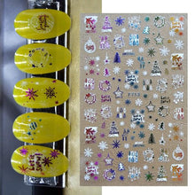 Load image into Gallery viewer, 3D Nail Stickers Decals Snowflakes Elk Bear Christmas Xmas Transfer Stickers Nail Art Self-Adhesive Decals Decoration  Nail Art Stickers Decals Christmas Snowflake Bronzing Christmas Slider Nail Art 3D Decals Decoration
