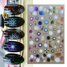 Load image into Gallery viewer, 3D Nail Stickers Decals Snowflakes Elk Bear Christmas Xmas Transfer Stickers Nail Art Self-Adhesive Decals Decoration  Nail Art Stickers Decals Christmas Snowflake Bronzing Christmas Slider Nail Art 3D Decals Decoration
