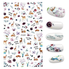 Load image into Gallery viewer, 3D Nail Stickers Leaves Butterfly Panda Love Heart Design Stickers For Nails Manicure Foil Nail Art Decor  Girls Manicure Decoration Nail Art Supplies 3D Self-Adhesive Nail Decals Designer Nail Stickers for Acrylic Nails
