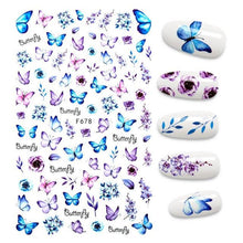 Load image into Gallery viewer, 3D Nail Stickers Leaves Butterfly Panda Love Heart Design Stickers For Nails Manicure Foil Nail Art Decor  Girls Manicure Decoration Nail Art Supplies 3D Self-Adhesive Nail Decals Designer Nail Stickers for Acrylic Nails
