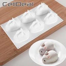 Load image into Gallery viewer, 3D Rabbit Shape Silicone Cake Mold 6-cavity Mousse Dessert Baking Bunny Mold Chocolate Bakeware Pastry Decorating Mould Easter Bunny Chocolate Silicone Mold For Baking Rabbit Shape
