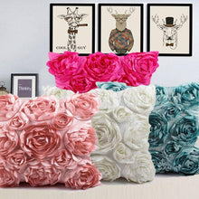Load image into Gallery viewer, 3D Roses Style Embroidered Polyester Cushion Cover Pillowcase Wedding Home Decorative Roses Floral Print Cushion Covers Throw Pillow Covers For Decorating Sofa Car Bedroom 42x42cm
