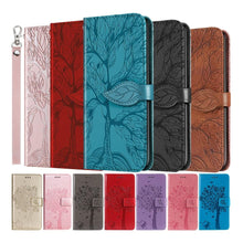 Load image into Gallery viewer, 3D Tree Flip Leather Case For iPhone 13 12 Mini Phone Cover PU Leather Wallet Case with Card Holder Kickstand Wrist Strap Flip Cover for iPhone
