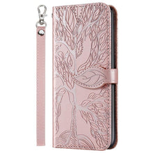 Load image into Gallery viewer, 3D Tree Flip Leather Case For iPhone 13 12 Mini Phone Cover PU Leather Wallet Case with Card Holder Kickstand Wrist Strap Flip Cover for iPhone
