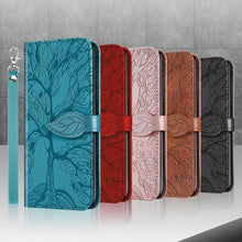 Load image into Gallery viewer, 3D Tree Flip Leather Case For iPhone 13 12 Mini Phone Cover PU Leather Wallet Case with Card Holder Kickstand Wrist Strap Flip Cover for iPhone
