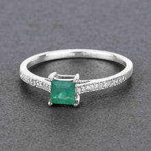 Load image into Gallery viewer, 0.67 Carat Genuine Zambian Emerald and White Diamond 14K White Gold Ring
