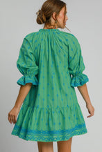 Load image into Gallery viewer, Full Size Tassel Embroidered Sleeve Mini Dress Plus Size Feminine &amp; Stylish Green Dress
