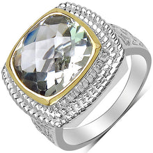 Load image into Gallery viewer, 6.31 Carat Genuine Green Amethyst &amp; White Diamond .925 Sterling Silver Ring
