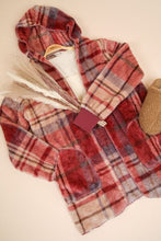 Load image into Gallery viewer, Colorful Fuzzy Plaid Long Sleeve Hooded Jacket Warm &amp; Trendy Outerwear for Cold Days
