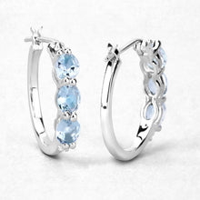 Load image into Gallery viewer, 1.75 Carat Genuine Aquamarine and White Diamond .925 Sterling Silver Earrings
