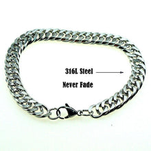 将图片加载到图库查看器，Luxury Miami Stainless Steel Chain Bracelets For  Men Flat Curb Bracelet Hip Hop Rock Sports Jewelry Style
