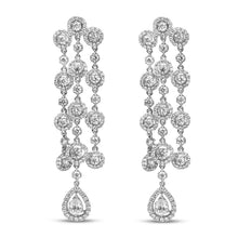 Load image into Gallery viewer, 18K White Gold 4 3/4 Cttw Diamond Double Teardrop Waterfall Dangle Earrings (H-I Color, VS1-VS2 Clarity)
