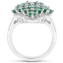 将图片加载到图库查看器，2.68 Carat Genuine Zambian Emerald and White Zircon .925 Sterling Silver Ring
